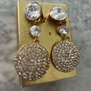 Vintage Beautiful big diamond drop earrings clip on